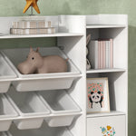 Meuble rangement enfant, étagère de rangement pour jouets enfants avec 8 bacs amovibles, 140 x 30 x 90 cm, blanc