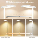 Lampadaire sur pied salon LED dimmable spectre complet pour le soin des yeux télécommande 60 x 32 x 196 cm blanc