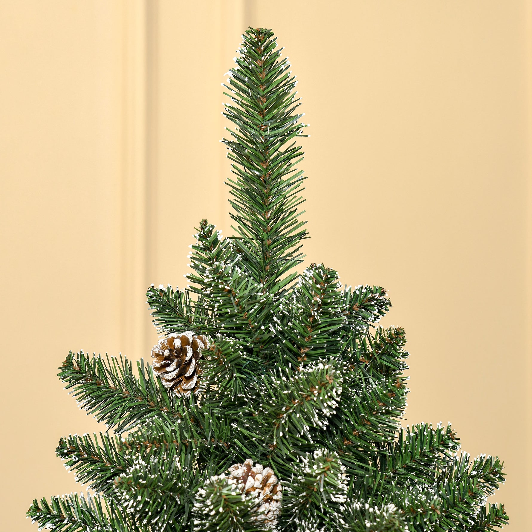 Sapin de Noël Artificiel Aspect enneigé 180H cm 50 Pommes de pin 718 Branches épines Imitation Nordmann Grand réalisme