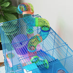 Cage pour hamster rongeur 4 étages avec tunnels mangeoire roue maison échelles 46 x 30 x 58 cm bleu