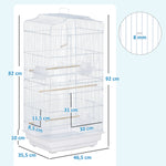 Cage à oiseaux volière avec mangeoires perchoirs plateau excrément amovible cage pour canaris perruches perroquets 46,5 x 35,5 x 92 cm blanc-2