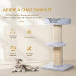 Arbre à chat avec griffoir centre d'activités 2 plateformes coussin bleu clair