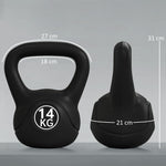 Kettlebell 14 kg, haltère avec poignée ergonomique, haltère à boule, musculation, entraînement, 27 x 21 x 31 cm noir