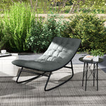Lot de 2 fauteuils à bascule extérieur avec coussins épais, siège tissu textilène respirant et cadre en acier, gris