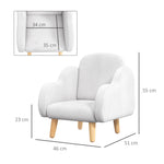 Fauteuil pour enfant design scandinave nuage grand confort avec piètement inclinés et tissu 46 x 51 x 55 cm blanc