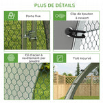 Grand enclos poulailler chenil volière extérieure 5,75m² toit anti-UV toit anti-UV, acier galvanisé, porte verouillable