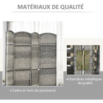 Paravent intérieur en bois 6 panneaux séparateur de pièce pliable pour salon chambre 270 x 180 cm gris mélangé
