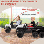 Voiture électrique enfant buggy électrique enfant 2 moteurs 12 V 3 vitesses remorque arrière 122L x 62,5l x 65H cm noir