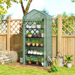 Serre de jardin Serre 5 niveaux avec 1 porte enroulable, Bâche en PE Renforcée Résistante dim. 90L x 49l x 193H cm