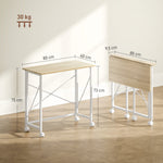 Bureau pliant table d'ordinateur 80 x 40 cm sur roulettes pour bureau à domicile, chambre, petits espaces, chêne