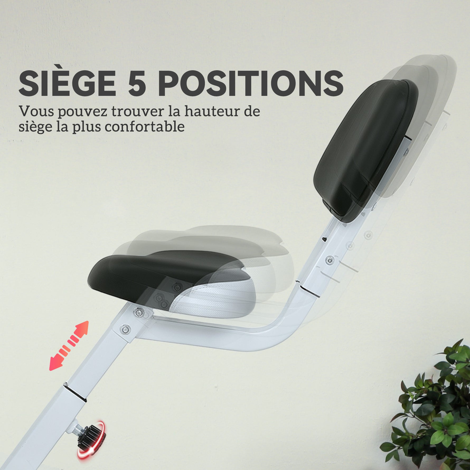 Vélo d'appartement pliable- Collaboration .fr x FFHandball - 8 niveaux de résistance, dossier selle réglable, rouge