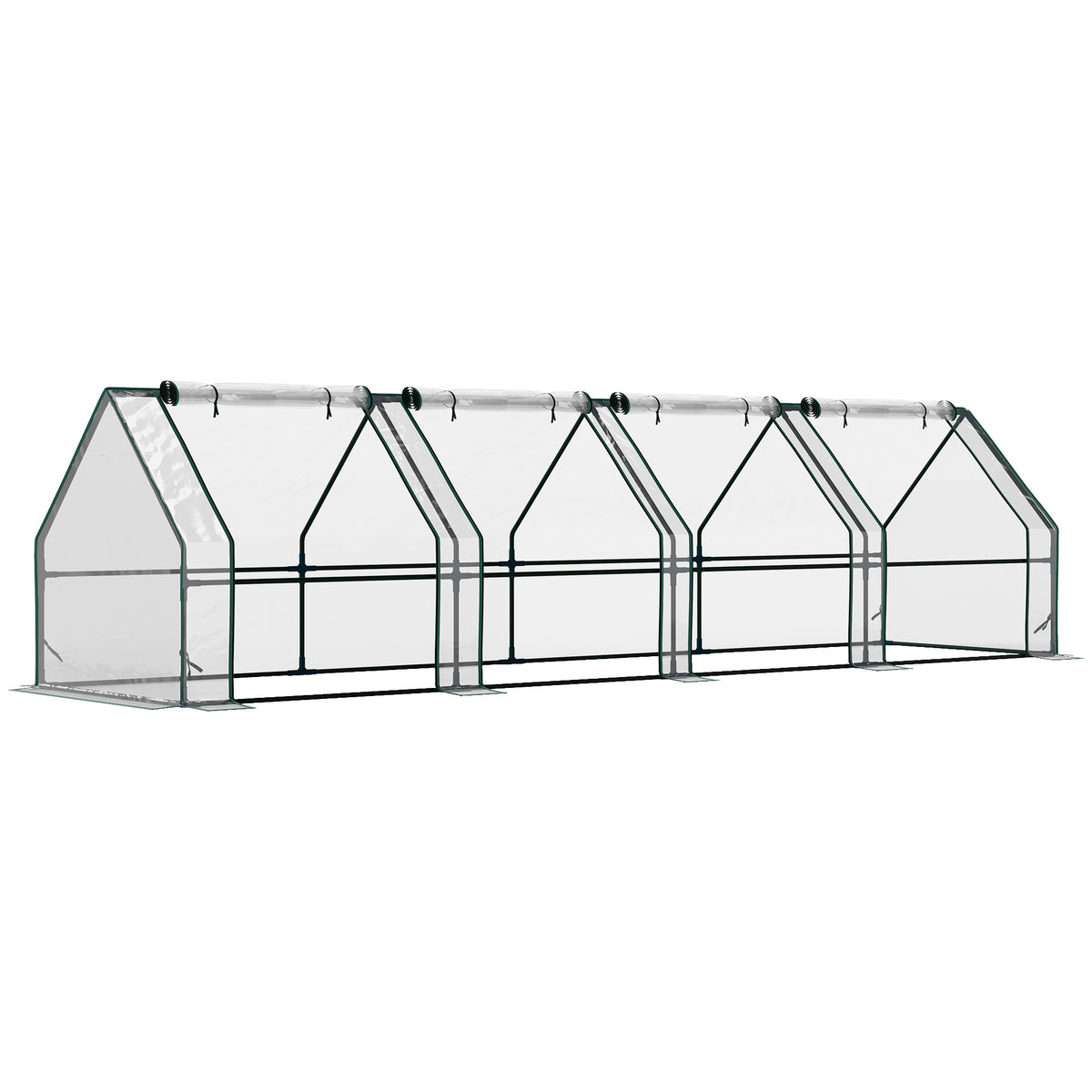 Mini Serre de Jardin mini serre tunnel 4 fenêtres avec Zip enroulables Acier PE 140 g/m² Anti-UV 360x90x90cm Transparent