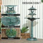 Bain d'oiseaux abreuvoir pour oiseaux jardinière 3 en 1 Ø 50 x 113 cm polypropylène vert-de-gris-3