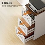 Cassettiera da ufficio con 3 cassetti, cartelle sospese per formati Lettera/A4, stile rustico, 40x40x101 cm, bianco