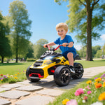 Quad électrique enfants voiture électrique enfants 12V 3 roues 2 moteurs lecteur MP3, klaxon, 2 vitesses 3-5 km/h jaune