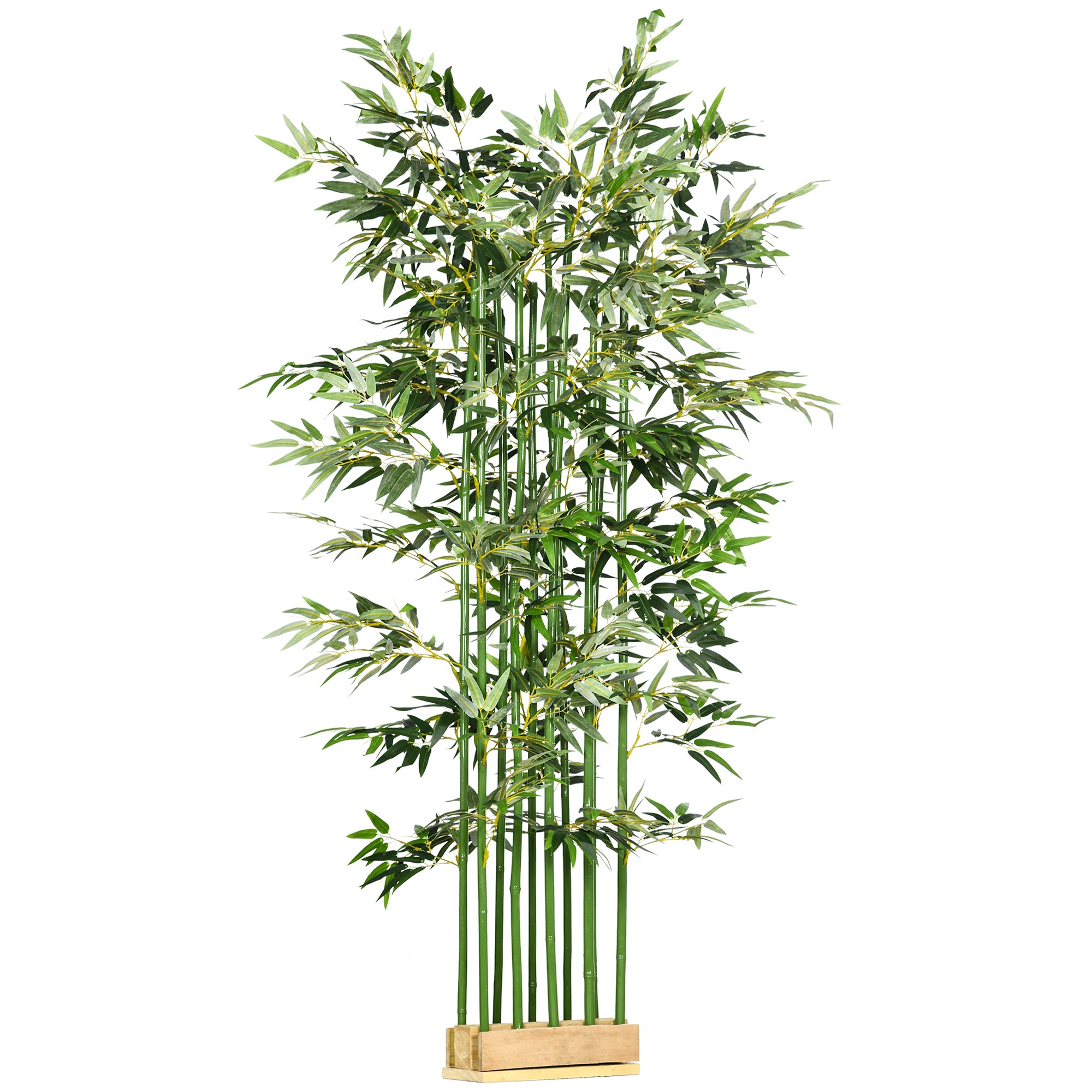 Bambou Artificiel 180 cm, Feuilles Réalistes et Pot en Bois de Pin, Facile à Nettoyer, pour Maison Bureau, Vert