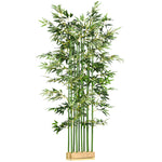 Bambou Artificiel 180 cm, Feuilles Réalistes et Pot en Bois de Pin, Facile à Nettoyer, pour Maison Bureau, Vert
