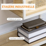Bibliothèque étagère de rangement à 7 niveaux cadre en acier style industriel 83 x 34 x 180 cm chêne