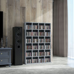 Multimedia-Aufbewahrungsmöbel für 456 CDs / 336 DVDs – Holzregal mit verstellbaren Einlegeböden, 89 x 130,5 cm, grau