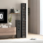 Juego de 2 estanterías columna armario de almacenamiento CD-DVD 12 compartimentos 21 x 22,5 x 88,5 cm capacidad 204 CD negro