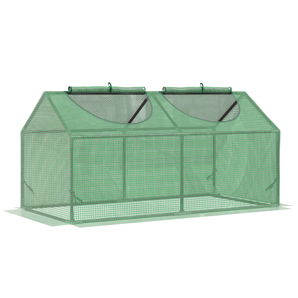 Serre de jardin mini serre 2 fenêtres enroulables couverture en PE haute densité 140 g/m² 120 x 60 x 60 cm vert foncé