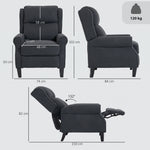 Fauteuil relax inclinable en polaire Teddy, fauteuil de relaxation avec repose-pieds extensible, assise rembourrée, gris