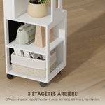 Armoire à bijoux armoire avec miroir sur pied pivotante à 360° éclairage LED 37x40x165,5cm cadre blanc, doublure noire