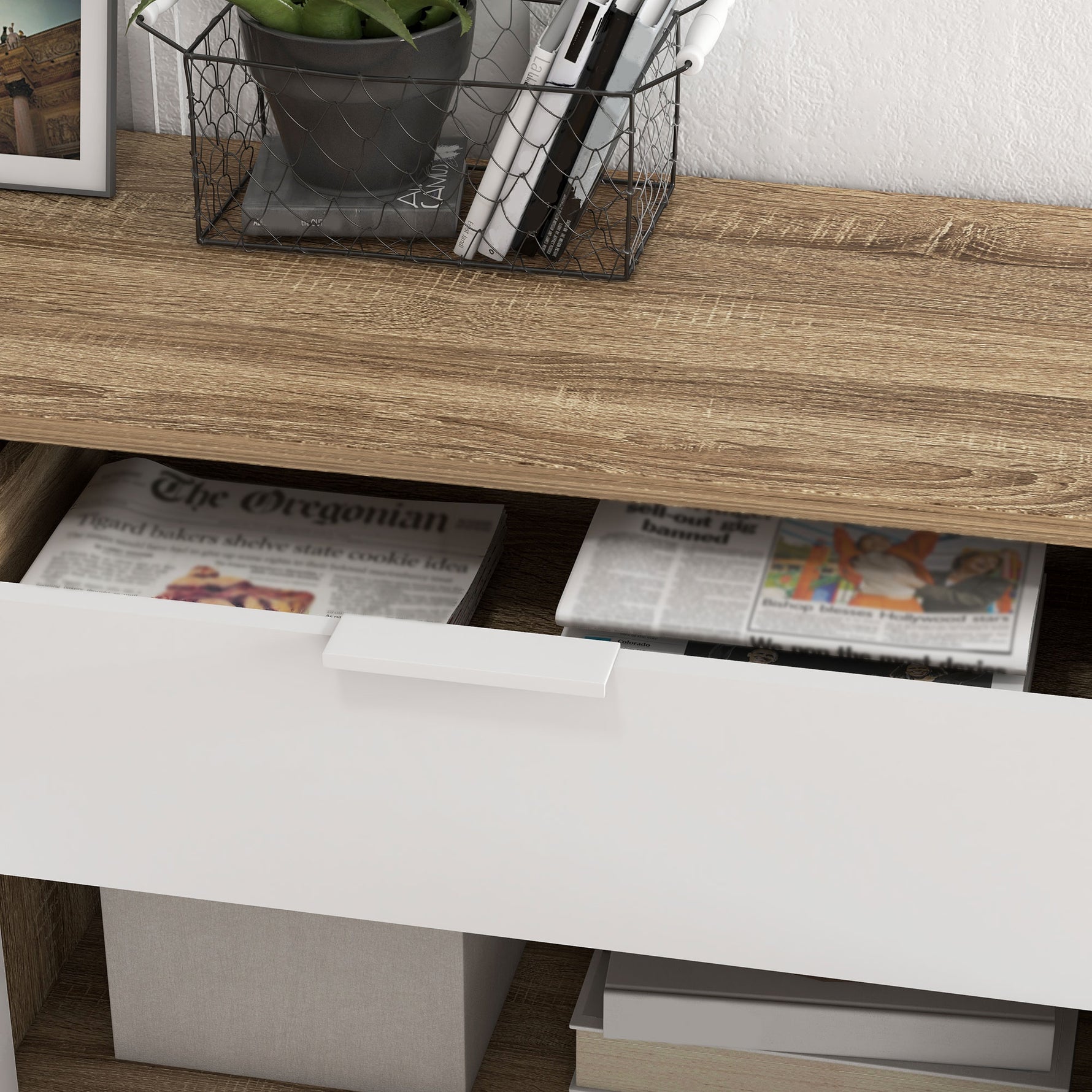 Meuble de rangement buffet cuisine 1 tiroir 1 placard double porte 3 étagères réglables 95 x 35 x 85 cm blanc