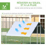 Enclos poulailler chenil volière extérieur 24 m² - Parc grillagé dim. 3L x 8l x 2H m - Espace Couvert - Acier galvanisé