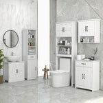 Meuble WC dessus de toilette armoire de rangement de salle de bain avec niches placard à double porte étagère réglable