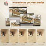 Table basse relevable avec double plateau, table de salon avec compartiment caché et pieds en métal, bois naturel