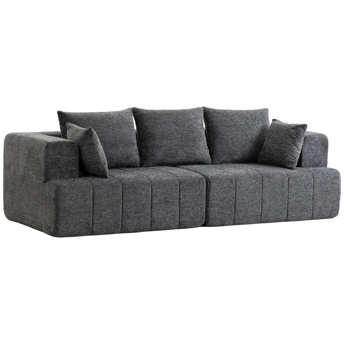 Canapé 3 places en chenille 248 cm, canapé salon moderne, large assise rembourrée, coussins à ressorts, gris