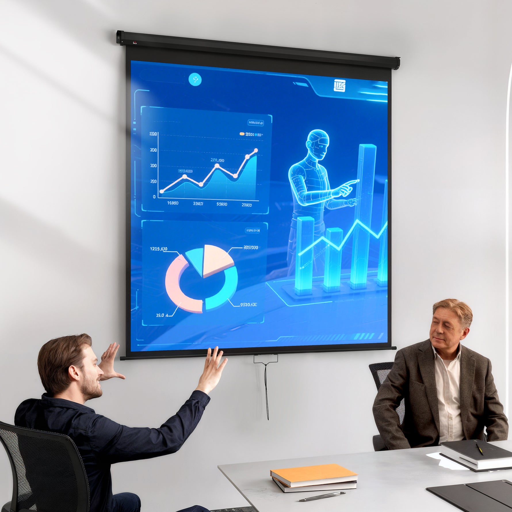 Écran de projection TV et Home Cinema de 99 Pouces vidéo projecteur 1:1 4K HD, 178L x 178H cm