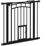 Barrière de sécurité animaux chien porte fermeture automatique sans perçage de 74 à 80 cm acier noir