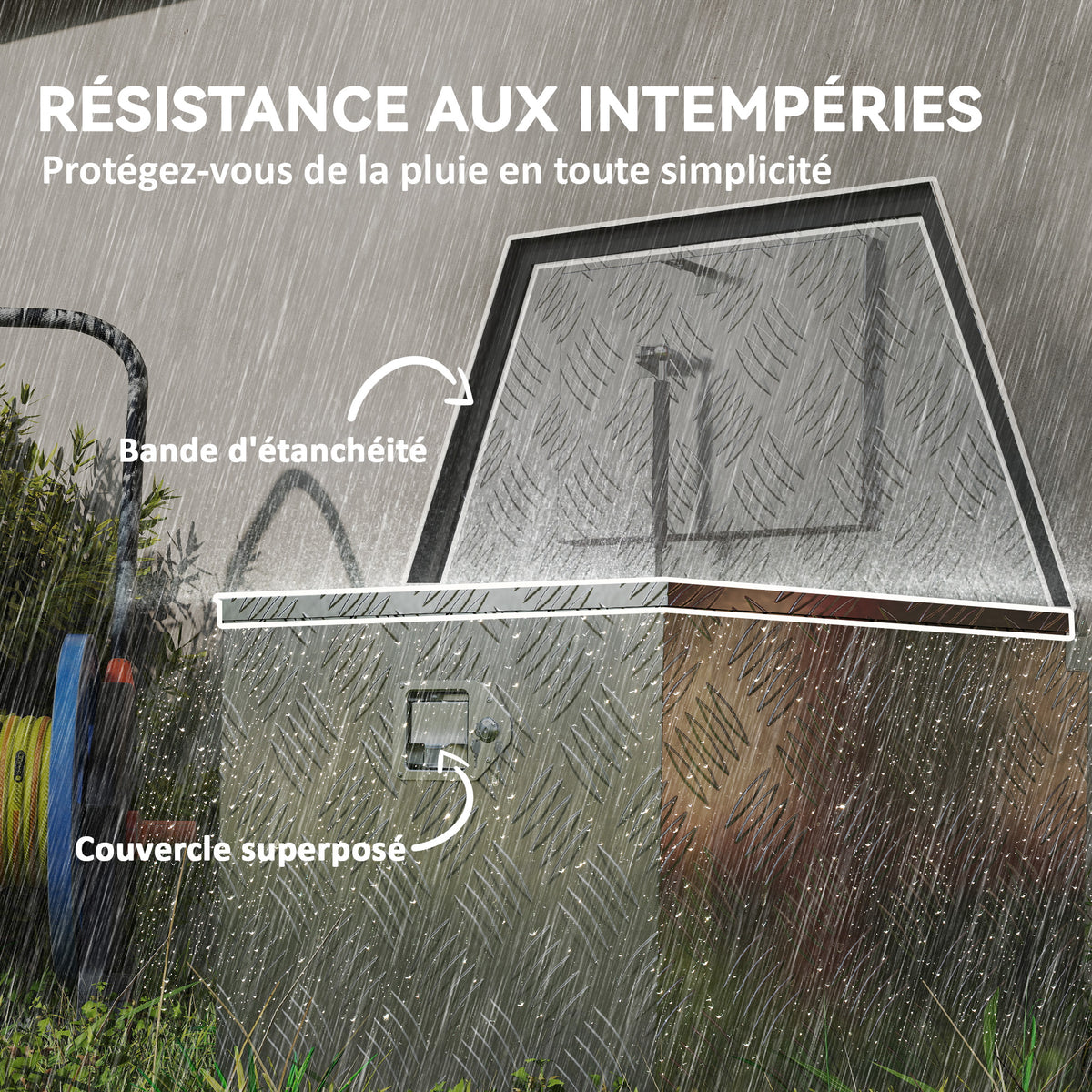 Caja de herramientas para remolque, caja de almacenamiento de aluminio bloqueable, forma trapezoidal, 73,7 x 41 x 46 cm, plateada