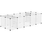Modulair dierenverblijf voor kleine huisdieren, 20 panelen voor cavia's en egels, 175 x 70 x 45 cm, wit