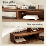 Meuble TV Suspendu, Meuble Télé pour Téléviseur jusqu'à 75 Pouces, Tiroir Rabattable, 2 Étagères, 180x24x16cm, Noyer