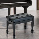 Banc de piano, banc de clavier réglable en hauteur en bois massif, tabouret piano avec siège rembourré polyuréthane à 10 boutons, stable et antidérapant, charge 200kg, noir