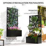 Jardinière avec brise-vue paravent treillis pour Plante Grimpante, bac à Fleurs - dim. 61L x 23l x 113H cm