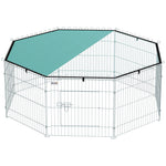 Parc pour chien, enclos chien 8 panneaux avec toit, modulable et pliable, enclos portable 60H cm avec porte argent vert