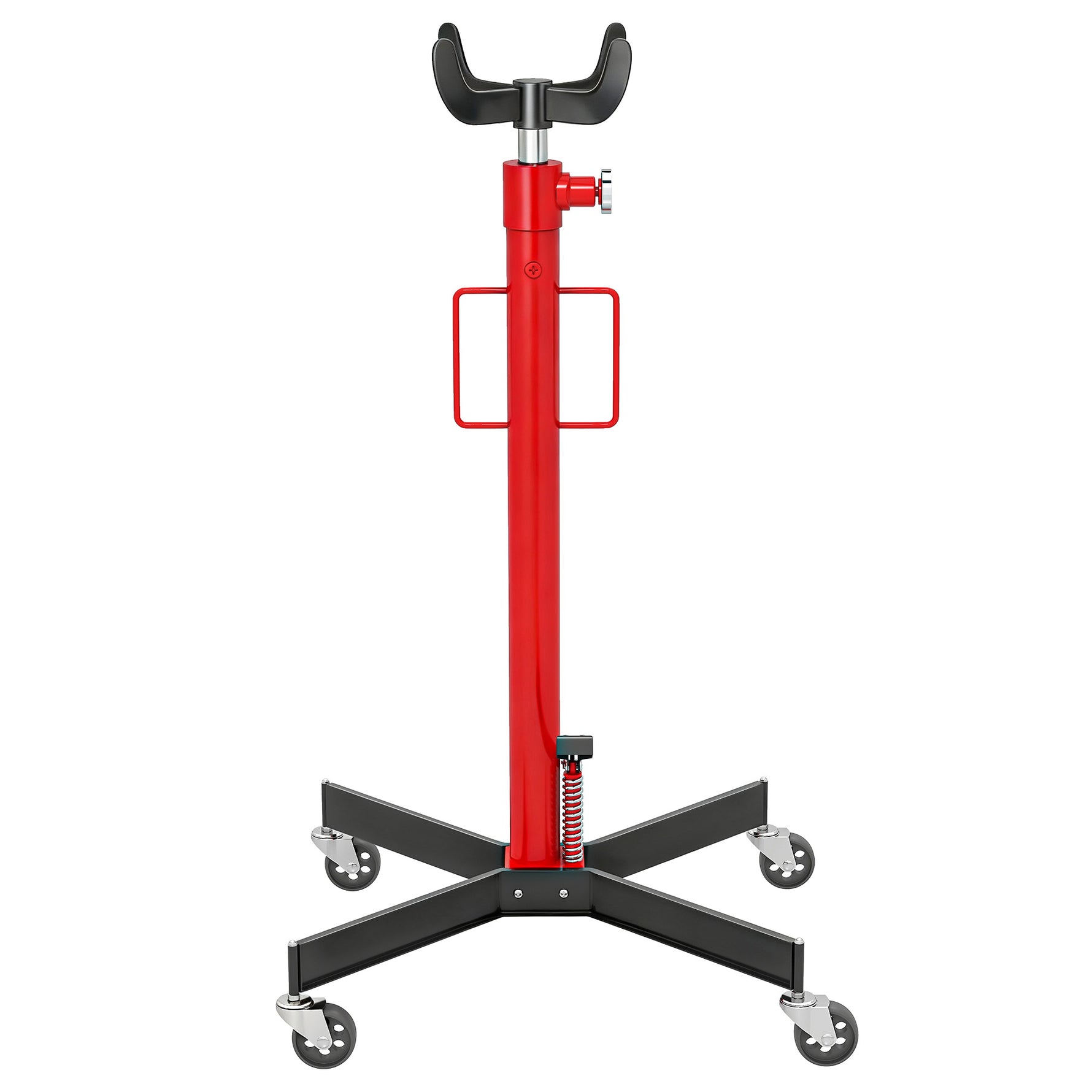 Vérin de fosse hydraulique, cric de levage 500 kg, avec roues pivotantes et pédale, acier, 58 x 58 x 110-191,5 cm rouge
