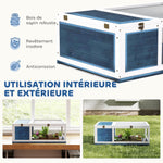 Maison enclos cage habitat pour petit animal tortues avec 2 espaces 91 x 60,5 x 32 cm bois massif bleu