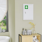 Armoire à pharmacie murale en acier, armoire à médicaments à 3 niveaux porte verrouillable 2 clés, 30x14x46cm, blanc
