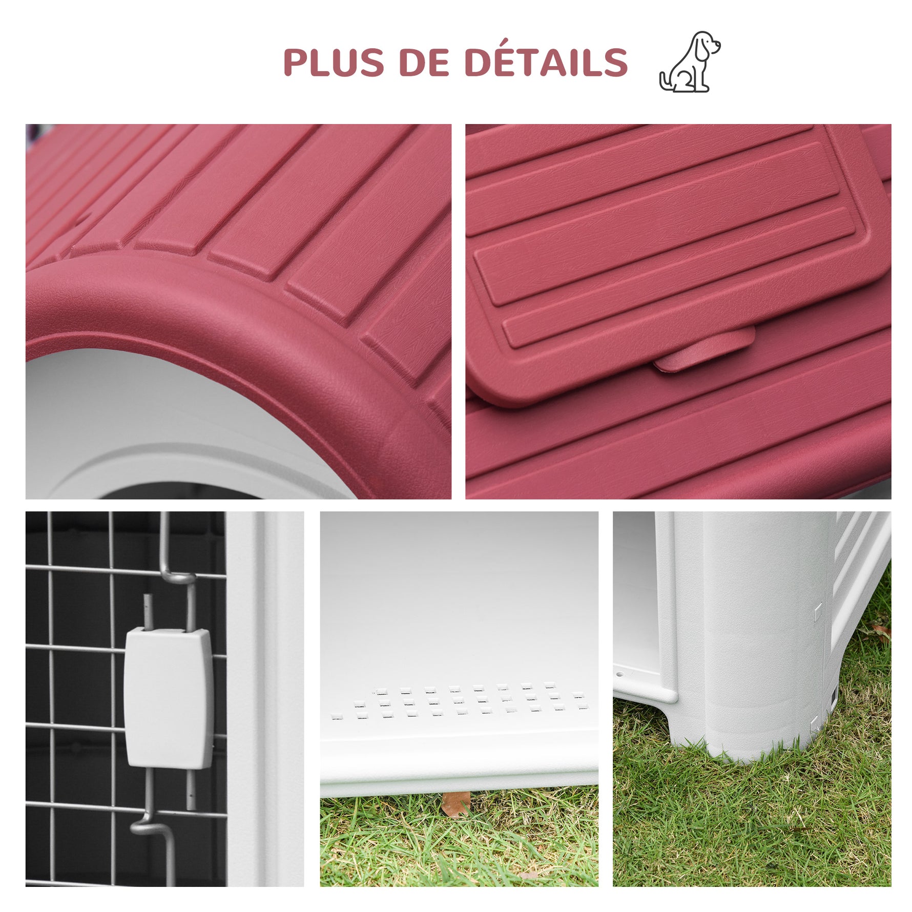 Niche pour chien extérieur et intérieur double porte en métal et multi-ventilation 59 x 75 x 66 cm rouge