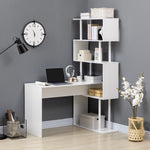 Bureau d'angle bureau informatique en forme de L avec étagères à 4 niveaux en bois 120 x 80 x 176 cm blanc