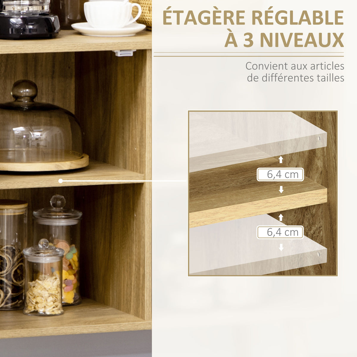 Meuble de rangement buffet 1 porte cannage effet bois - dim. 80L x 39l x 70H cm