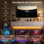 Meuble TV Suspendu Flottant 160 cm avec Éclairage LED et Prises, Meuble Télé pour Téléviseur 72 Pouces, Blanc