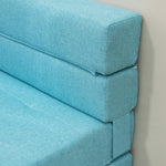 Chauffeuse canapé-lit convertible fauteuil 1 place avec 1 coussin déhoussable, tissu bleu