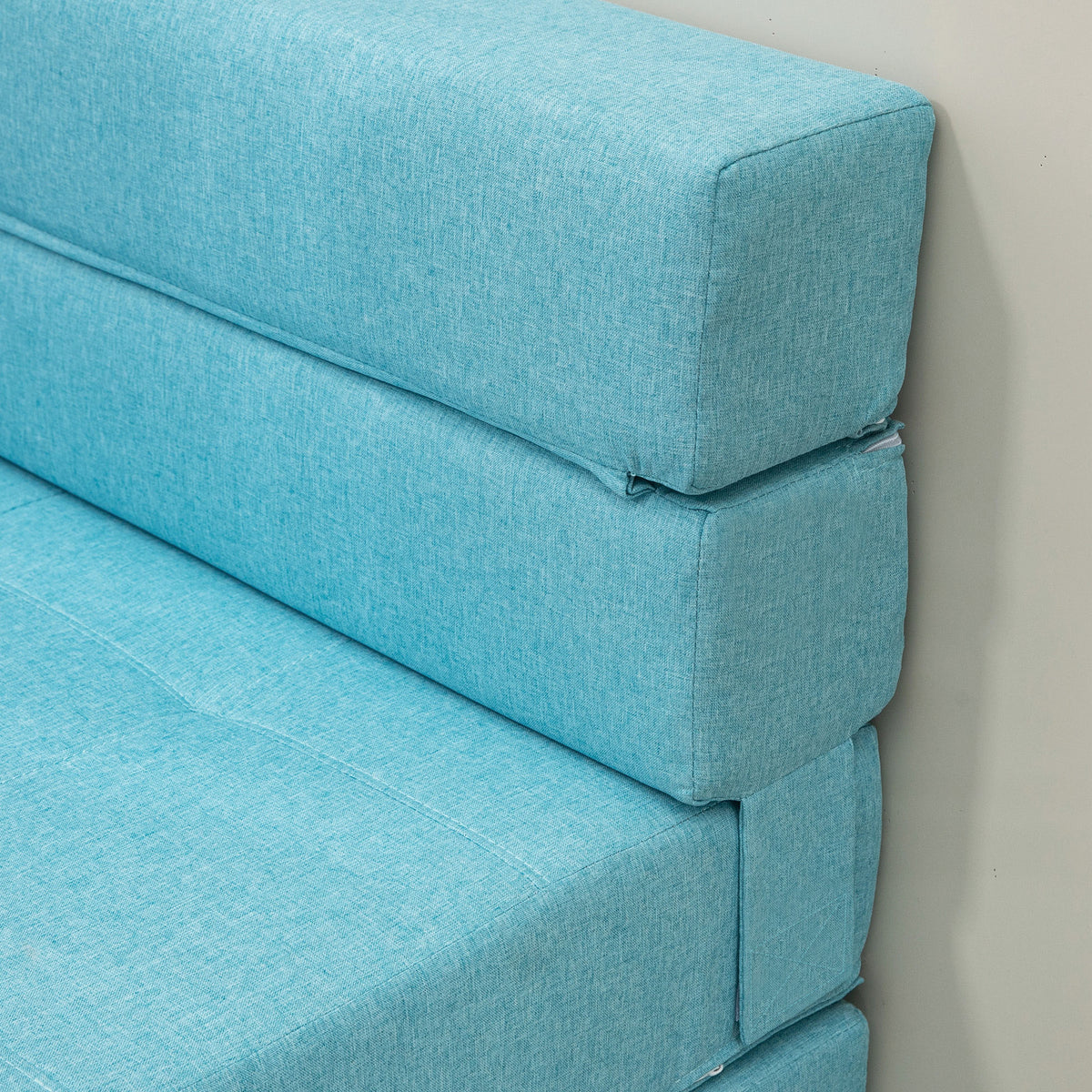 Chauffeuse canapé-lit convertible fauteuil 1 place avec 1 coussin déhoussable, tissu bleu