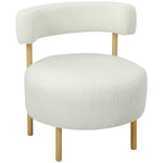 Canapé 1 place en tissu bouclette, fauteuil de salon rembourré avec dossier incurvé, assise large, 67x67x71cm, crème